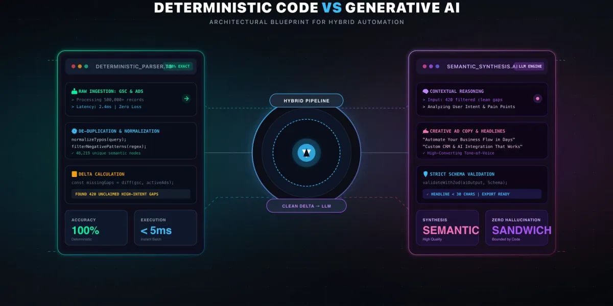 Обложка статьи: AI vs скрипты: когда нейросеть не нужна, а код надёжнее
